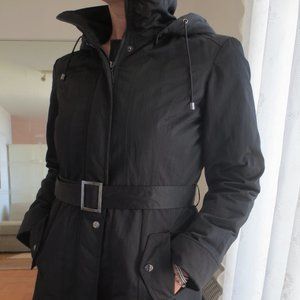 London Fog Hooded Trench Coat Jacket Medium Size 6